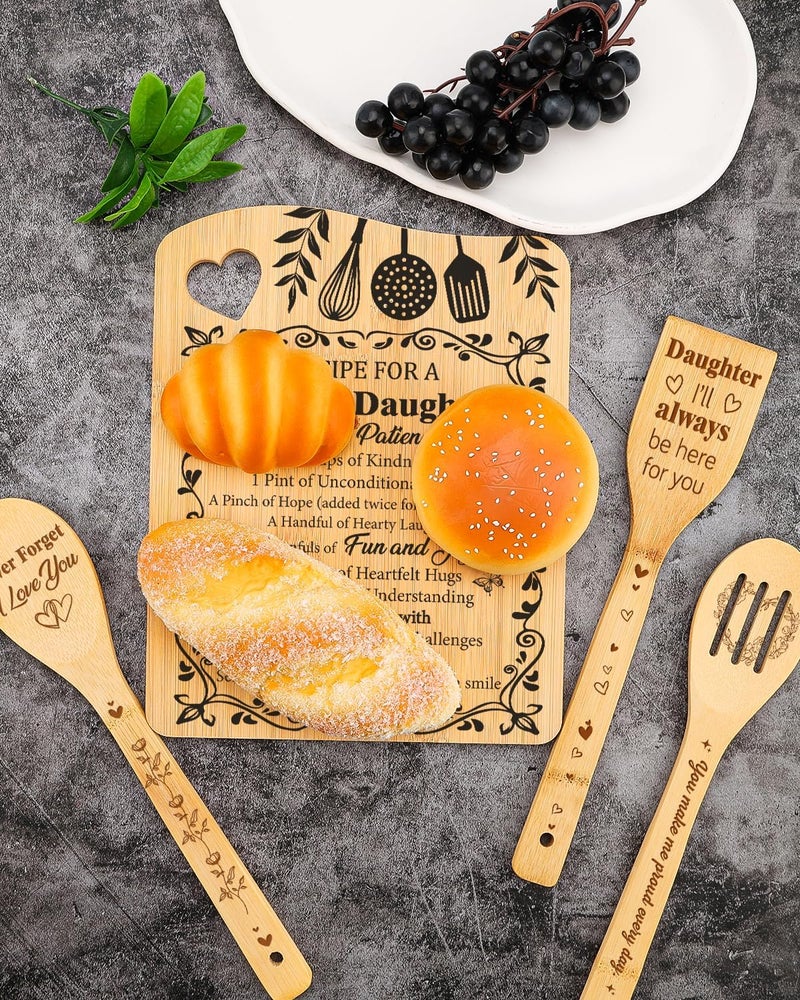 Aremdys Daughter Gifts from Mom Dad, Recipe for a Special Daughter Cutting Board Set Useful Kitchen Gift for Daughter, Valentine Birthday Tanksgiving Gifts for Daughter - Image 5